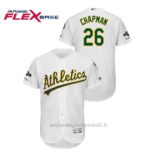 Maglia Baseball Uomo Oakland Athletics 26 Matt Chapman 2019 Postseason Flex Base Bianco